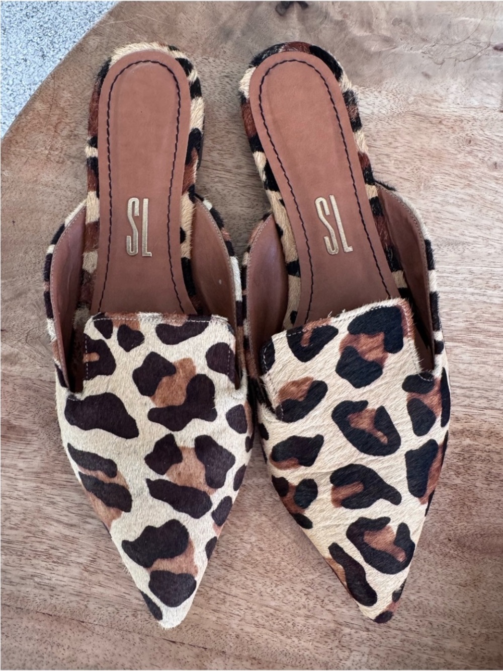 Santa lolla pointed toe calf hair mules size 10